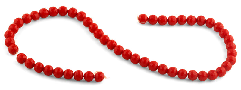 8mm Red Faceted Round Crystal Beads