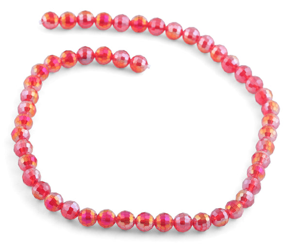 8mm Red Round Faceted Crystal Beads