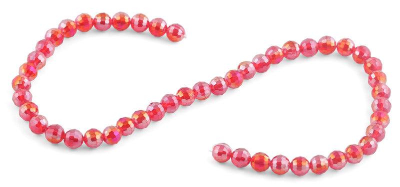 8mm Red Round Faceted Crystal Beads