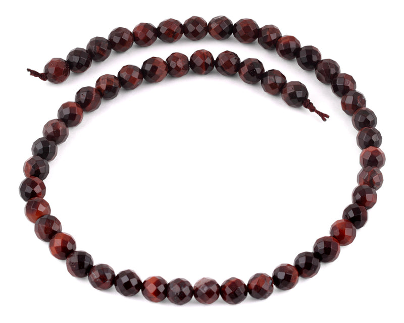 8mm Red Tiger Eye Faceted Gem Stone Beads