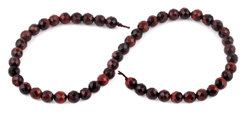 8mm Red Tiger Eye Faceted Gem Stone Beads