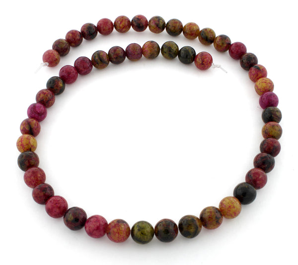 8mm Round Red Turtle Jasper Gem Stone Beads