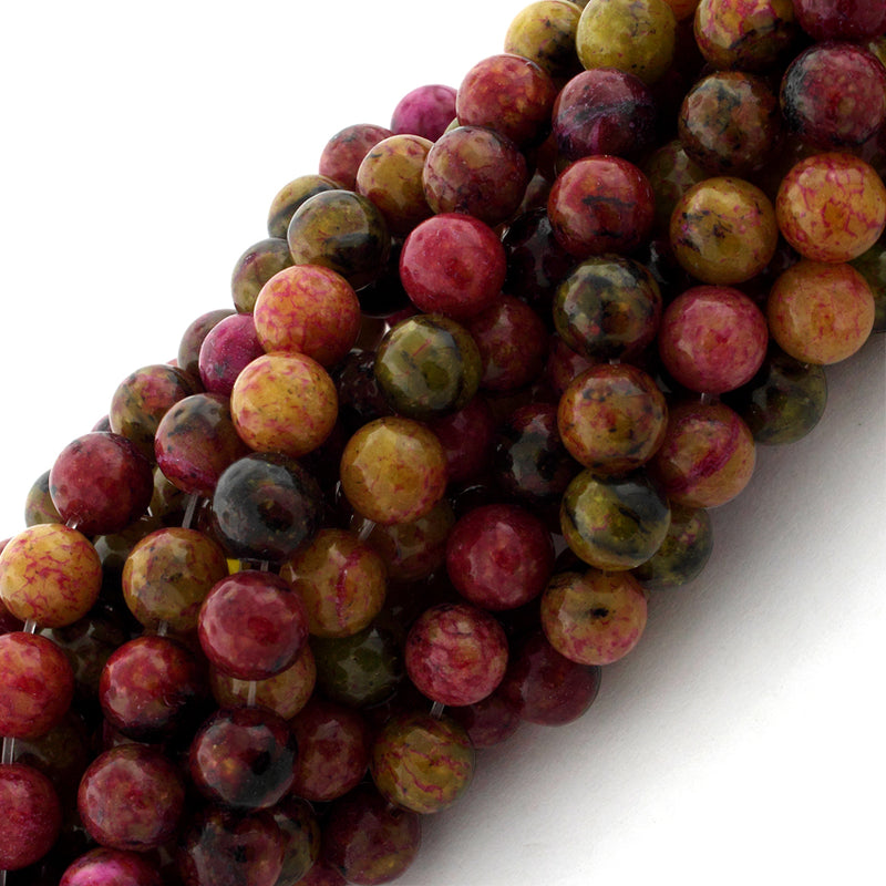 8mm Round Red Turtle Jasper Gem Stone Beads