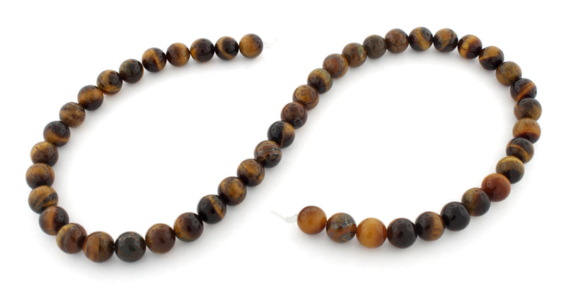 8mm Round Tigereye Gem Stone Beads