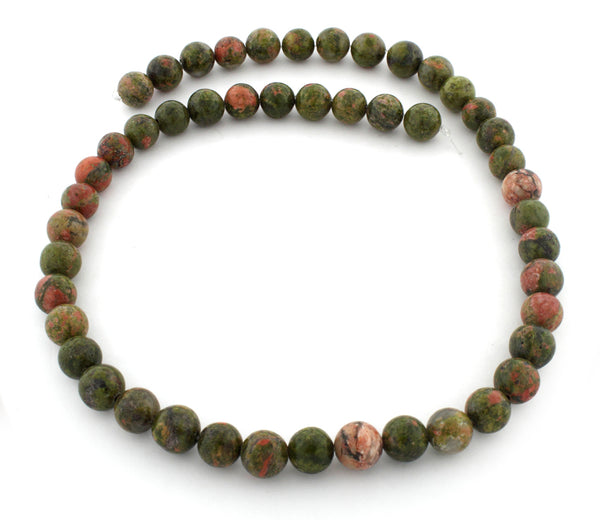 8mm Round Unakite Gem Stone Beads