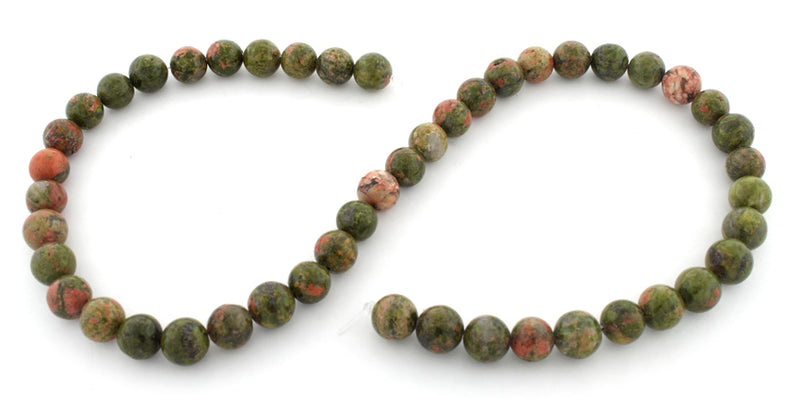 8mm Round Unakite Gem Stone Beads