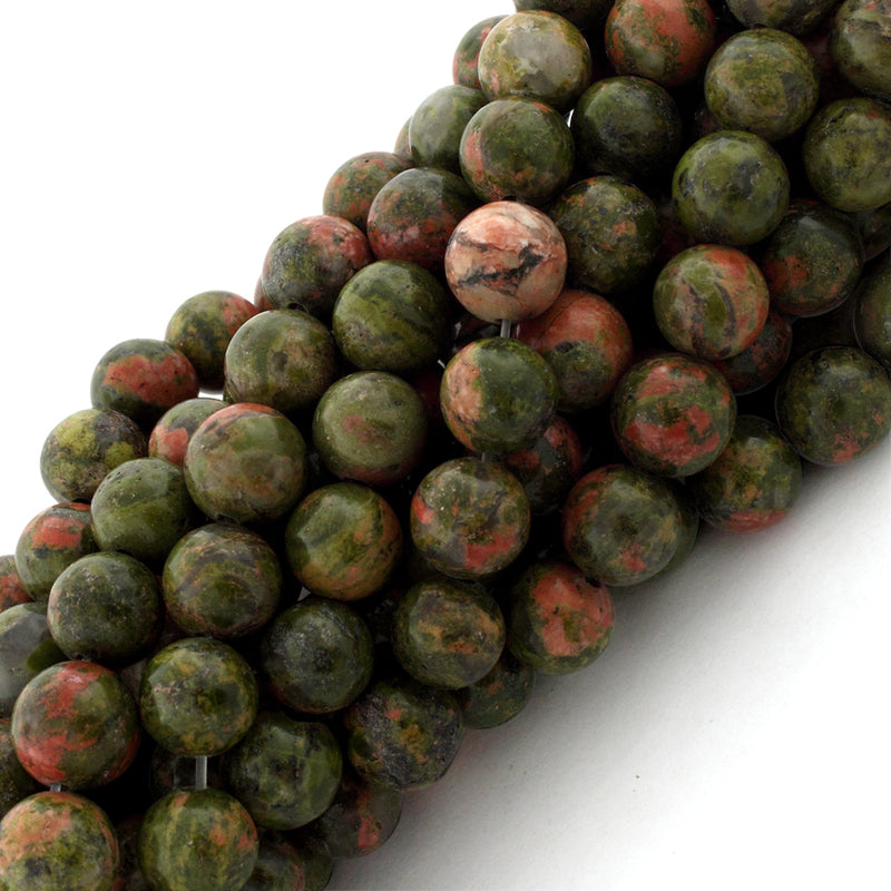 8mm Round Unakite Gem Stone Beads
