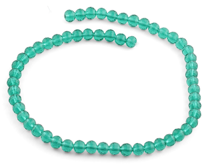 8mm Teal Faceted Round Crystal Beads