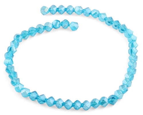 8mm Teal Twist Faceted Crystal Beads
