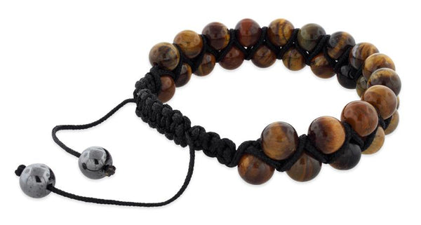 8MM Tiger Eye Bead 2 Layer Shamballa Bracelet