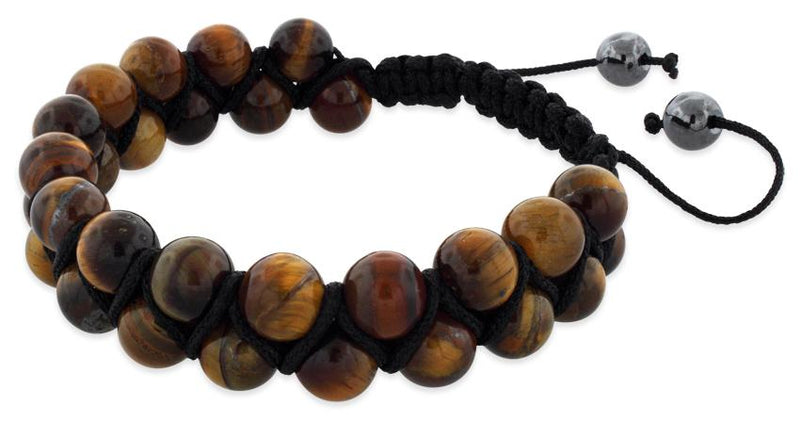 8MM Tiger Eye Bead 2 Layer Shamballa Bracelet