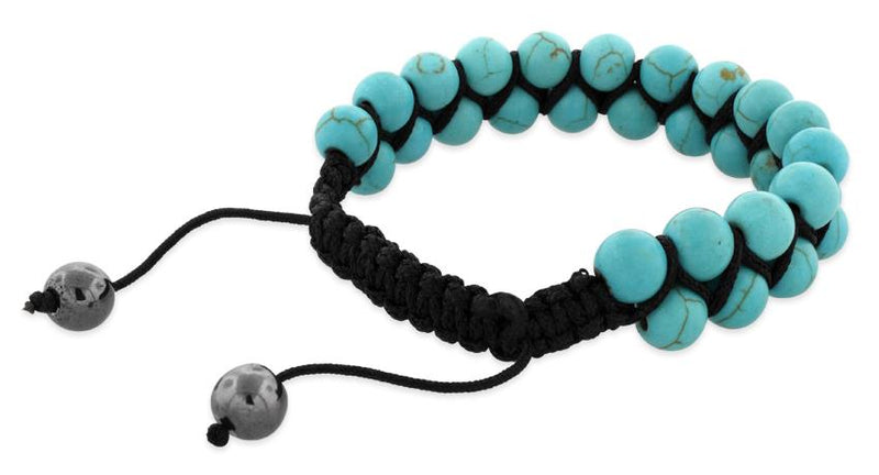 8MM Turquoise Bead 2 Layer Shamballa Bracelet