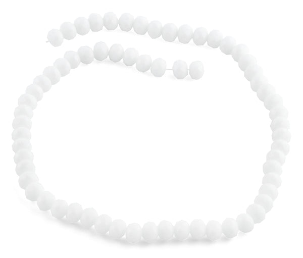 8mm White Faceted Rondelle Crystal Beads