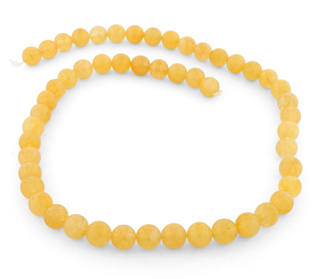 8mm Yellow Jade Round Gem Stone Beads