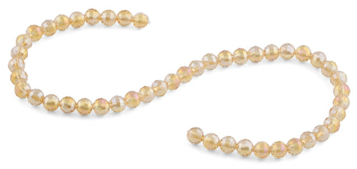 8mm Yellow Round Faceted Crystal Beads