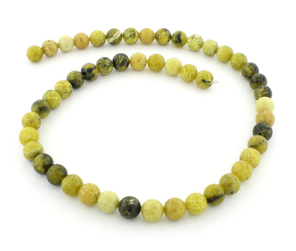 8mm Yellow Turtle Jasper Round Gem Stone Beads