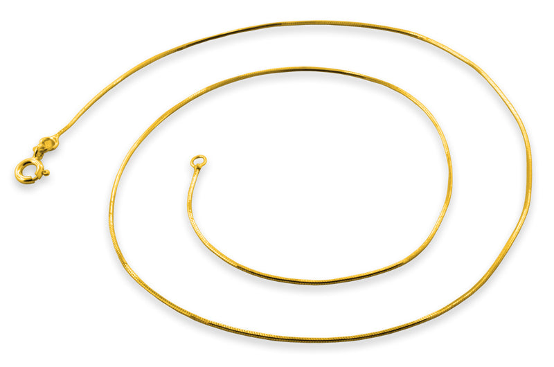 14K Gold Plated Sterling Silver 8 Sided Snake Chain 0.7mm