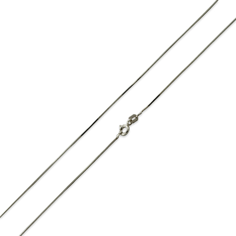Rhodium Sterling Silver 8 Sided Snake Chain 0.7mm