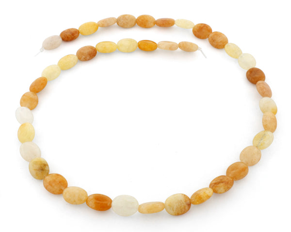 8x10mm Oval Yellow Jade Gem Stone Beads