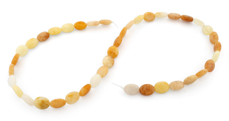 8x10mm Oval Yellow Jade Gem Stone Beads