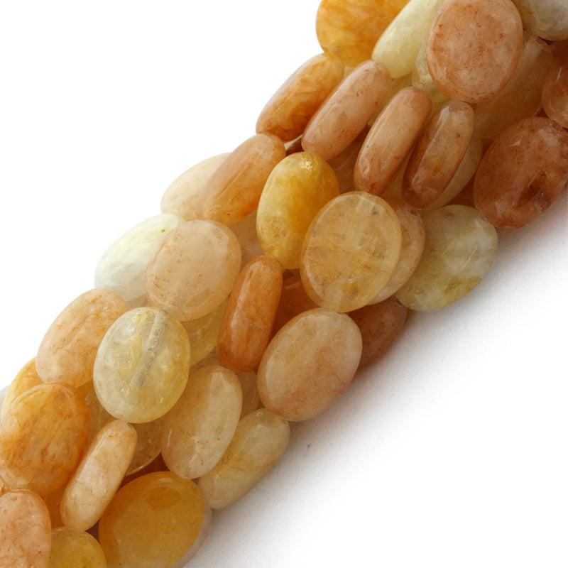 8x10mm Oval Yellow Jade Gem Stone Beads