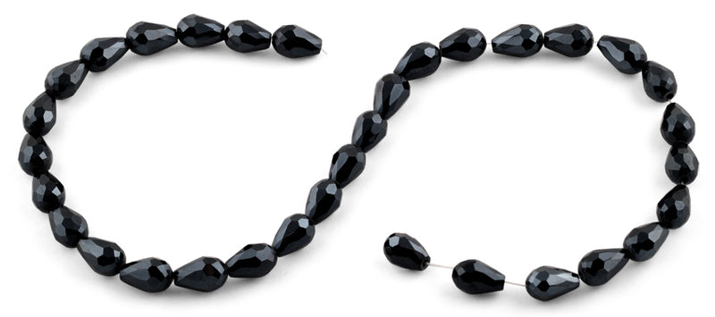 8x12mm Black Drop Faceted Crystal Beads