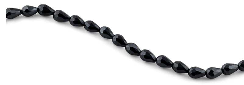 8x12mm Black Drop Faceted Crystal Beads