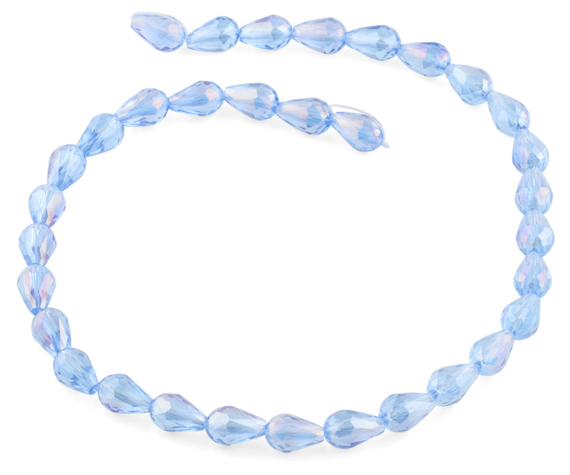 8x12mm Blue Drop Faceted Crystal Beads