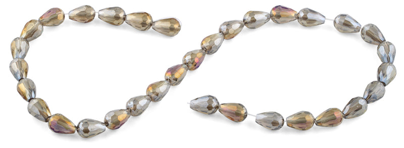 8x12mm Clear Grey Drop Faceted Crystal Beads