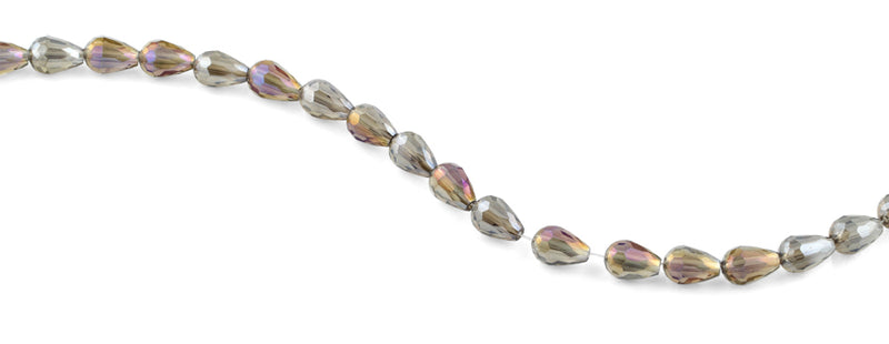 8x12mm Clear Grey Drop Faceted Crystal Beads