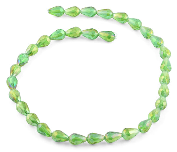 8x12mm Green Drop Faceted Crystal Beads