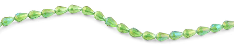 8x12mm Green Drop Faceted Crystal Beads