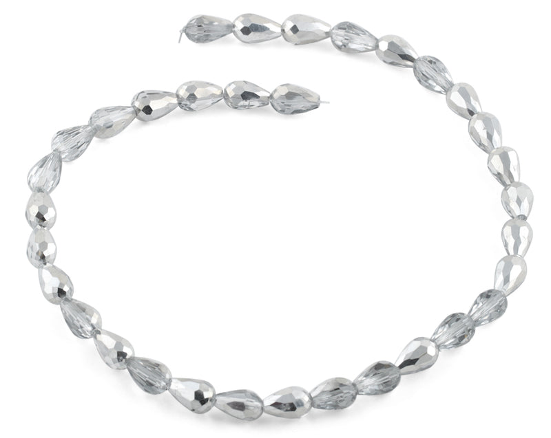 8x12mm Grey Drop Faceted Crystal Beads