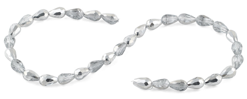 8x12mm Grey Drop Faceted Crystal Beads