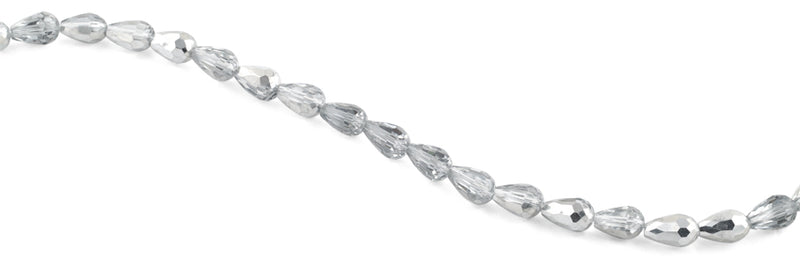 8x12mm Grey Drop Faceted Crystal Beads