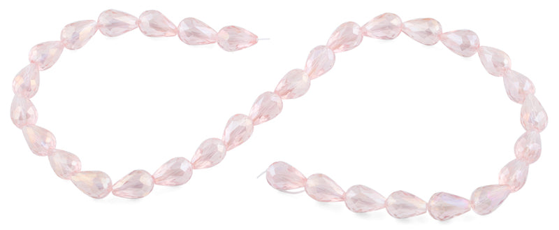 8x12mm Pink Drop Faceted Crystal Beads