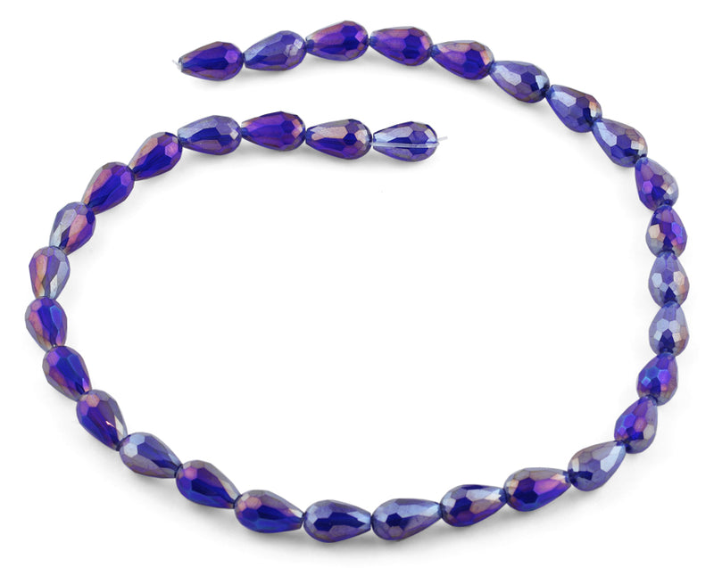 8x12mm Purple Drop Faceted Crystal Beads