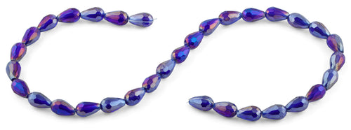 8x12mm Purple Drop Faceted Crystal Beads