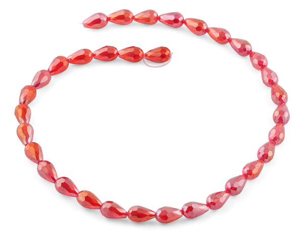 8x12mm Red Drop Faceted Crystal Beads