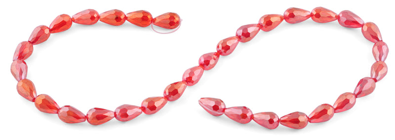 8x12mm Red Drop Faceted Crystal Beads