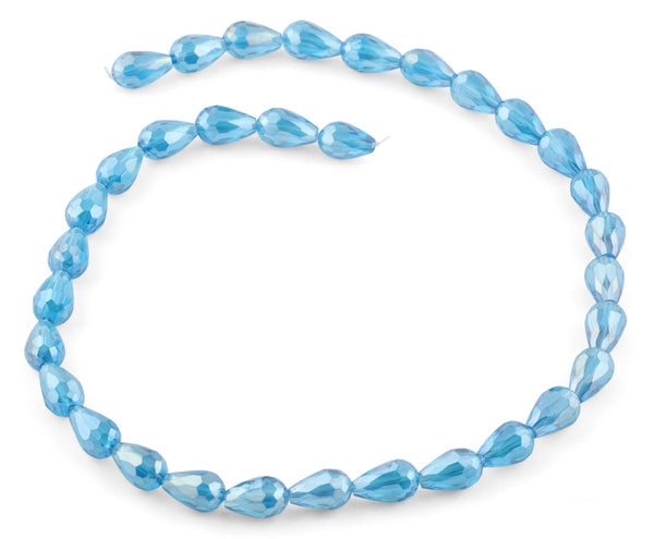 8x12mm Teal Drop Faceted Crystal Beads