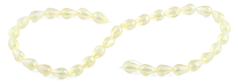 8x12mm Yellow Drop Faceted Crystal Beads