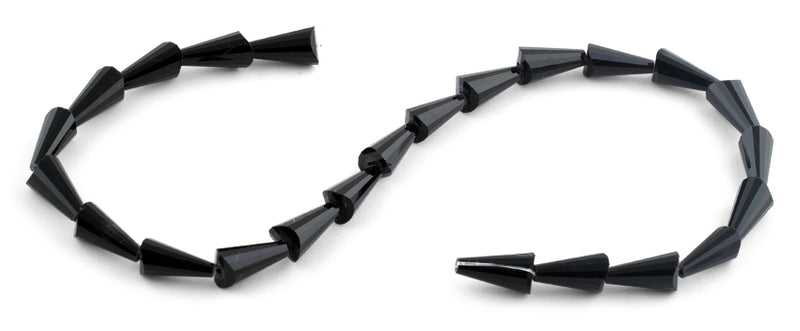 8x16mm Black Cone Faceted Crystal Beads