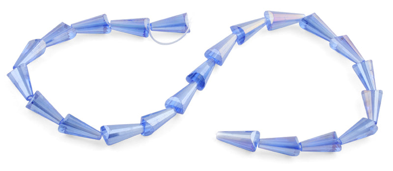 8x16mm Blue Cone Faceted Crystal Beads