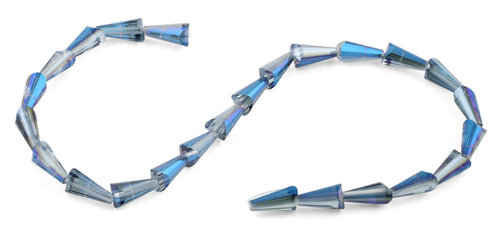 8x16mm Navy Blue Cone Faceted Crystal Beads