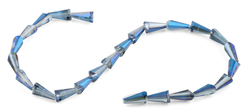 8x16mm Navy Blue Cone Faceted Crystal Beads