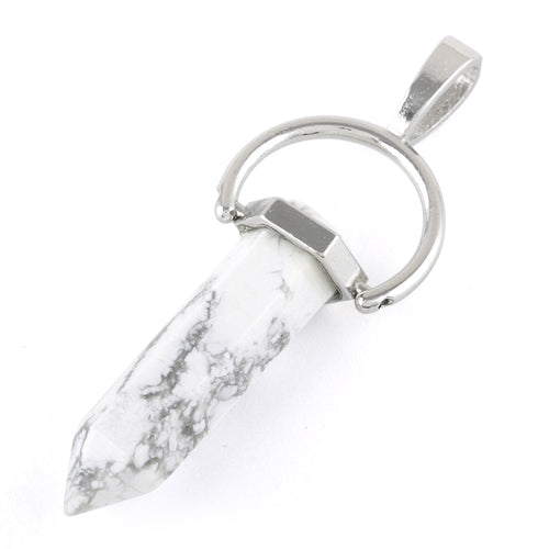 8X35mm Faceted Single Point-Swing White Howlite Pendant