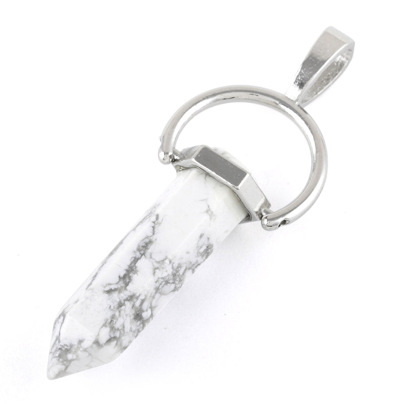 8X35mm Faceted Single Point-Swing White Howlite Pendant