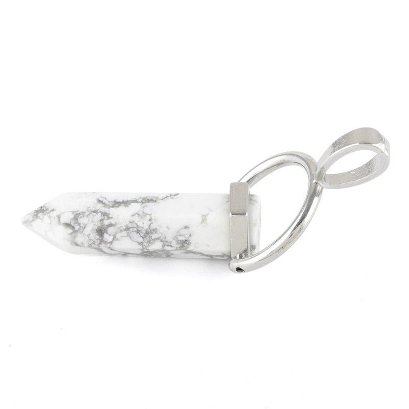 8X35mm Faceted Single Point-Swing White Howlite Pendant