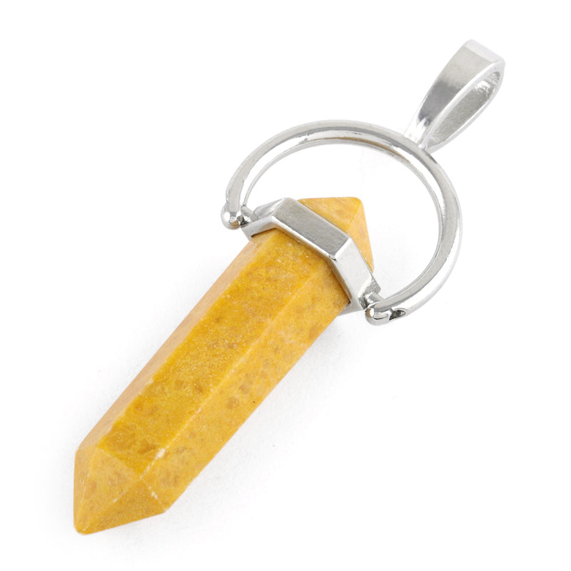 8X35mm Faceted Single Point-Swing Yellow Serpentine Pendant